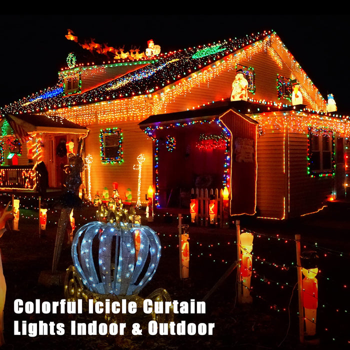 CLODEGS Christmas Lights Outdoor Icicle 486 LED 39ft, Hanging