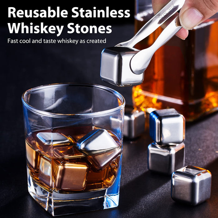 Christmas s for Men LUXEAR Whiskey Stones Reusable Ice Cubes with Silicone Square Ice Molds Box Packaging Stainless Steel Ice Cub