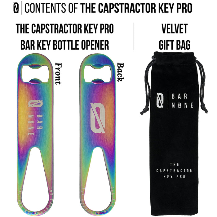 BAR NONE The Capstractor Key Pro | Bottle Cap Opener Bar Key Beer Speed Bartenders Church Key, Rainbow