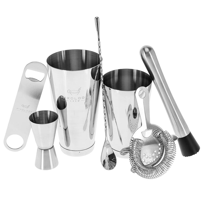 Mixology Crew 7 Piece Professional Cocktail Shaker Set – Professional Bartenders Kit for All Mixologist Levels – Complete Bartendersde