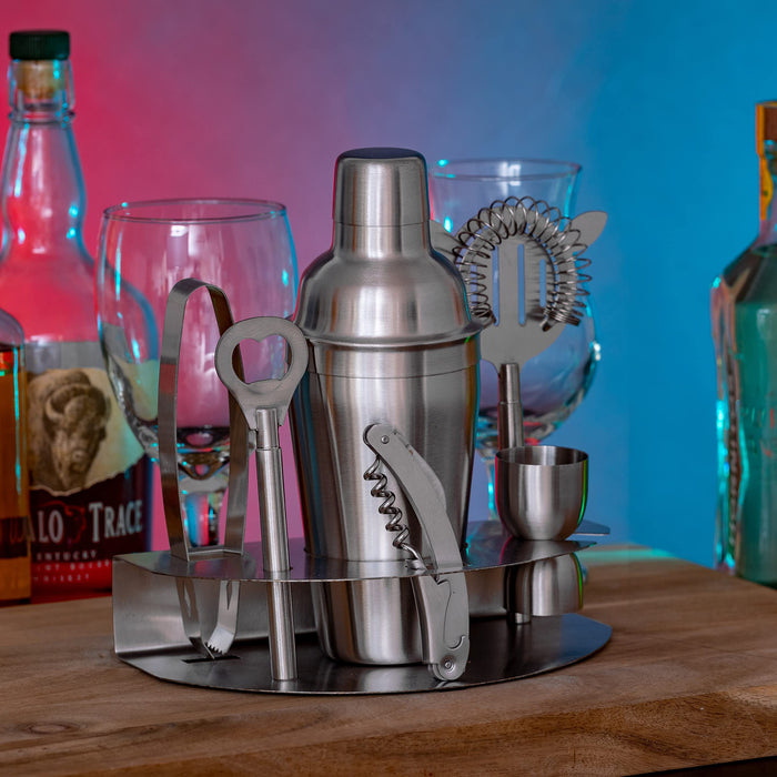 Wyndham House Stainless Steel Bar Set with Cocktail Shaker and All the Tools for Entertaining your Guests, 7-Piece