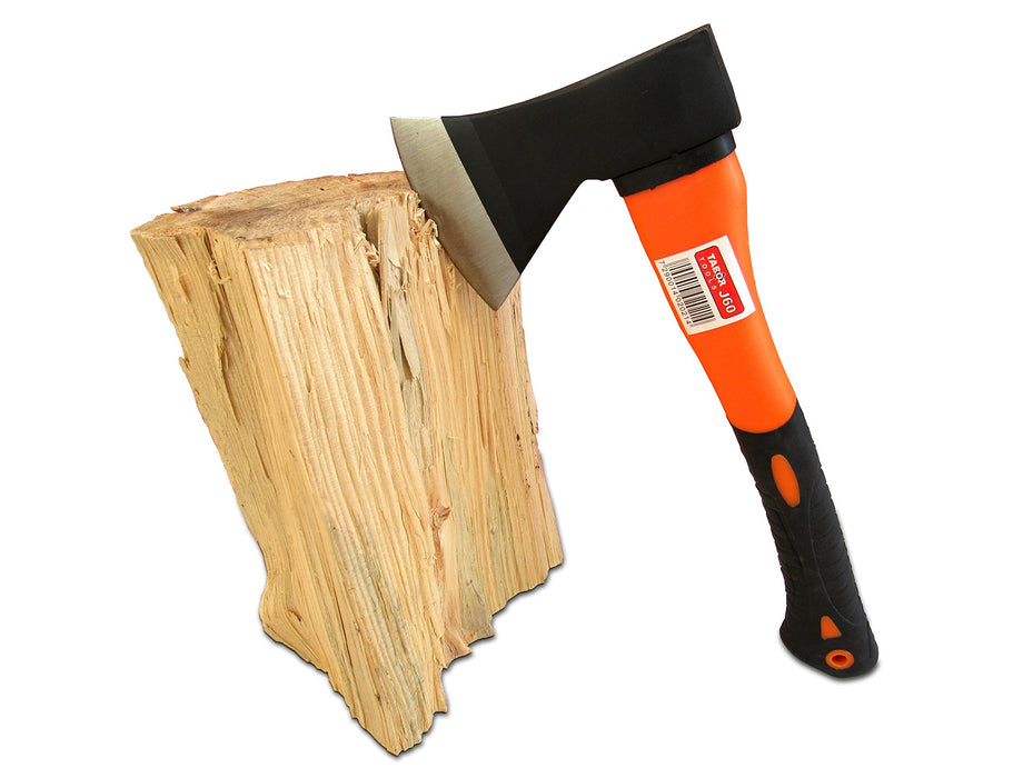 TABOR TOOLS Chopping Axe, Hand Axe, Camp Hatchet for Splitting Kindling and Chopping Branches, with Strong Fiberglass Handle and Anti-Slip Grip. J60A. (Chopping Hatchet, 12" Handle)