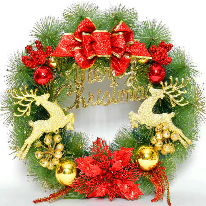 Indoor Christmas Wreath - Green Red Brown | Green | One Size | Garlands + Wreaths Christmas Wreaths