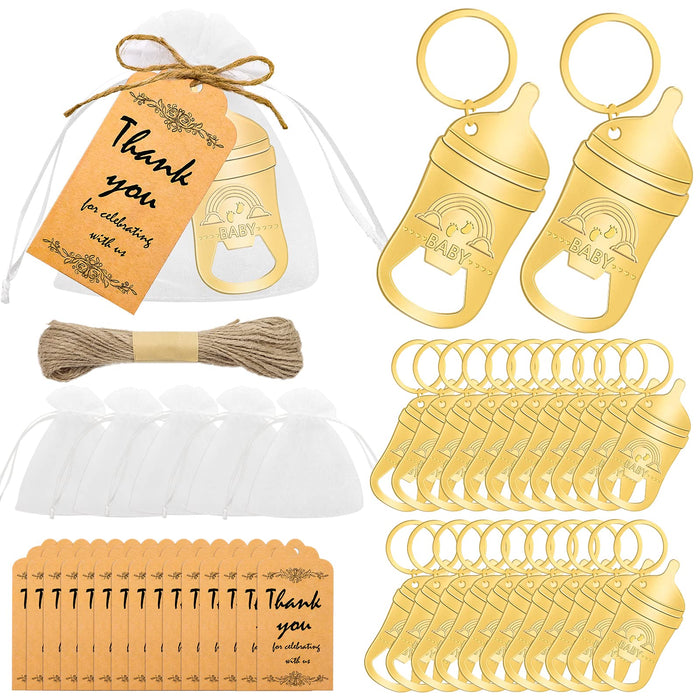 Baby Shower Favors, 32 PCS Baby Bottle Opener, Baby Bottle Shaped Opener Keychain, Baby Shower Decorations, s for Guests Baby