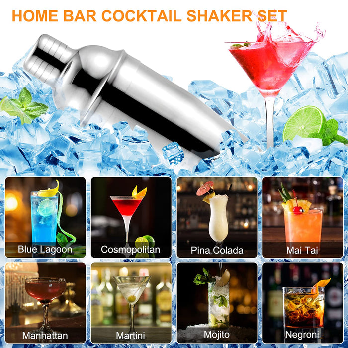 CyanCloud Cocktail Shaker Set, Bartenders Kit 10 Pcs for Home and Bar, Stainless Steel Cocktail Set with Stand, 26 Oz Cocktail