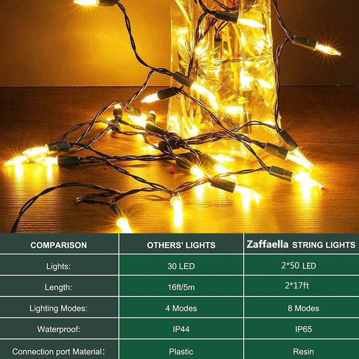 Outdoor Christmas Lights Battery Operated 50 LED Mini String Light with 8  Modes, 16ft Waterproof Fairy Lights for Garden Xmas Tree Wedding Wreath