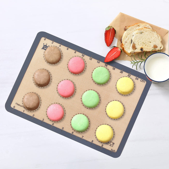 Silicone Baking Mats Set of 3-2 Half Sheets Mats (11 5/8 x 16 1/2) + 1  Quarter Baking Sheets & Silicone Pastry Mat 26 x 16