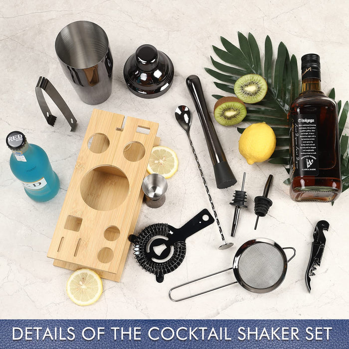 11Pcs-Cocktail Shaker Set Black Bartenders Kit 25oz Cocktail Bar Set Cocktail Mix Drink Making Kit Professional Bar
