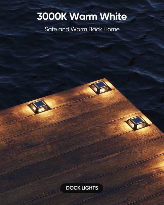 Solar Dock Lights 6-Pack JACKYLED Waterproof Solar Deck Light