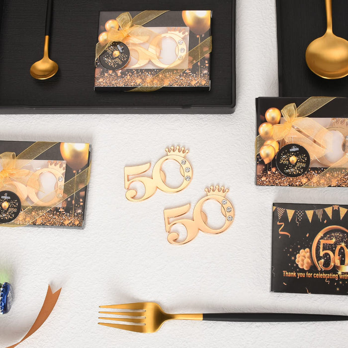 50Pieces 50 Bottle Openers for 50th Birthday Party Favors 50th Anniversary Party s or Souvenirs for Guests , Gold and Black Theme