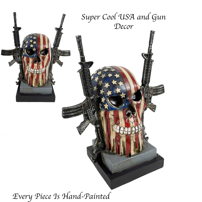 Urbalabs ManCave Punisher USA Flag and Machine Guns Standing Art Hanging Decor 9 Inch Bar Sign Home Patriotic Decor 2nd Amendme