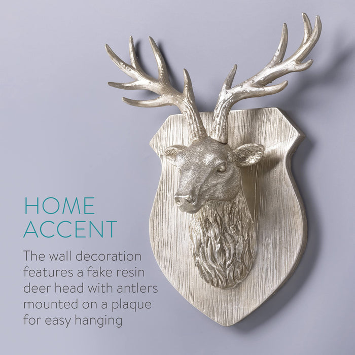 Wall Mount Decor Deer Head Sculpture, Faux Geometric Stag Head Taxidermy  Animal Head Wall Decorations, Artificial Deer Head Antlers Living Room  Dining
