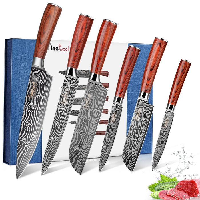 5 Pieces Professional 7CR17 High Carbon Stainless Steel Kitchen Knives Set