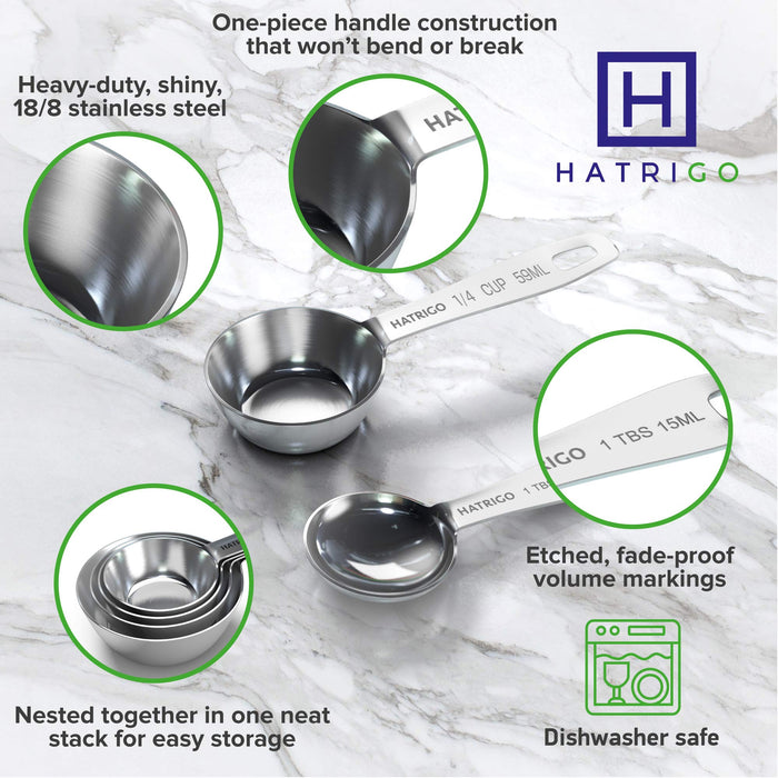 Measuring Cups - Heavy Duty Stainless Steel Silver Set of 7 (Retail) –  VanillaPura