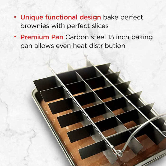 Elbee Home Brownie Baking Pan, Includes Brownie Divider For