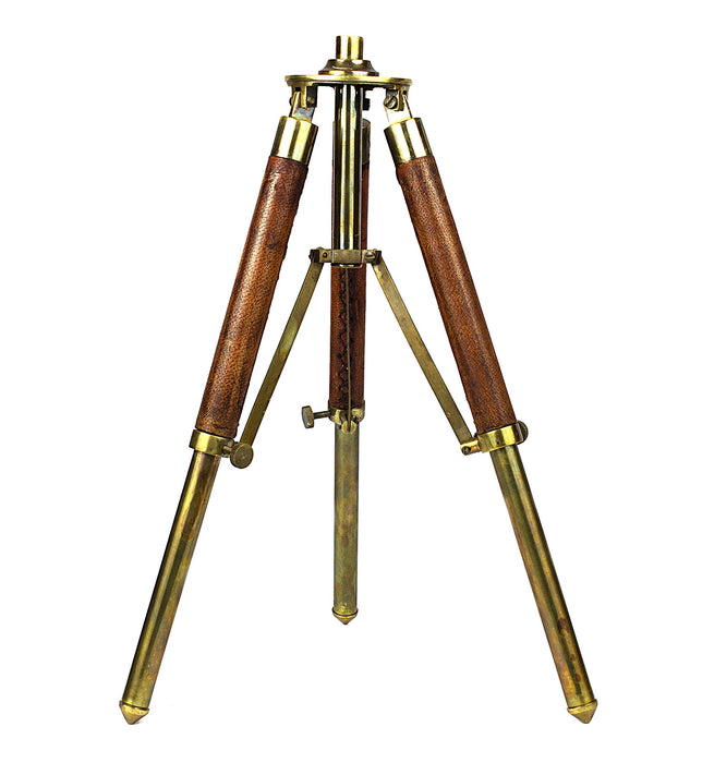 A Table Dcor Telescope Vintage Marine Functional Instrument Collectibles Item (Brass Antique + Leather)