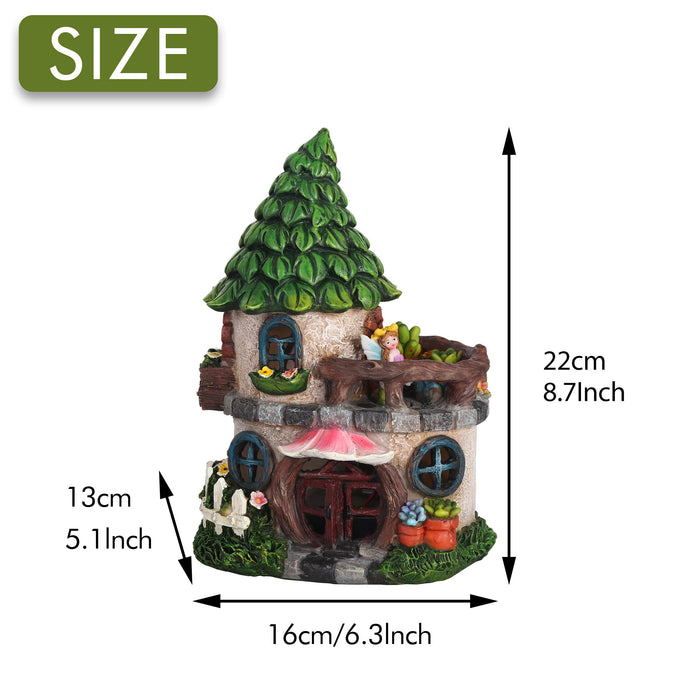  TERESA'S COLLECTIONS Mushroom Garden Statues with Solar Light,  Cute Flocked Fairy House Accessories Resin Cottage Figurines Lawn Ornaments  Outdoor Gifts for Flower Garden Patio Yard Decor, 7.7“ : Patio, Lawn 