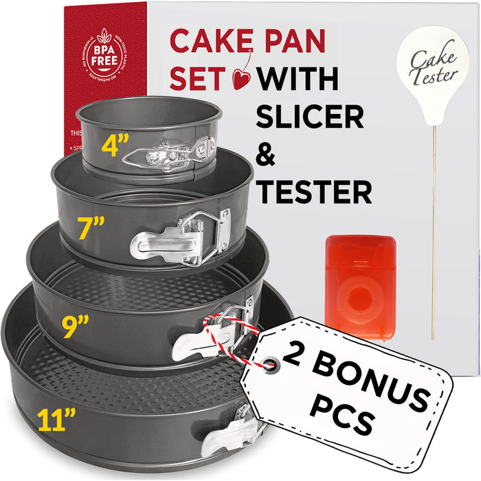 Springform Pan Set of 4 (4/7/9/11 Inch) with CAKE SLICER and CAKE TEST —  CHIMIYA