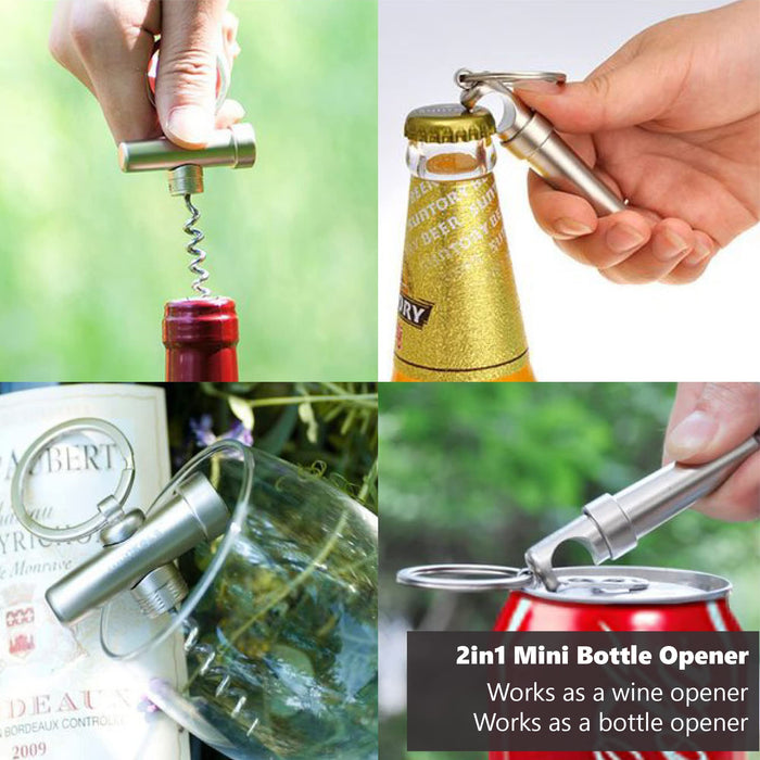 Munkees Mini Keychain Corkscrew Tool, Small Key Ring Wine Opener, Emergency Travel Cork Wine Opener, Portable Backpack Camping