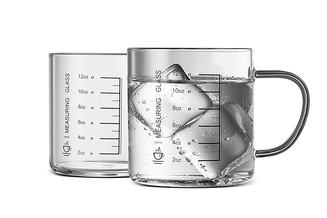 OKUMEYR 2pcs - glass tea mug coffee cup measuring cup ounce cup coffee  small glass clear beverage glasses glass measure cup water cup for home