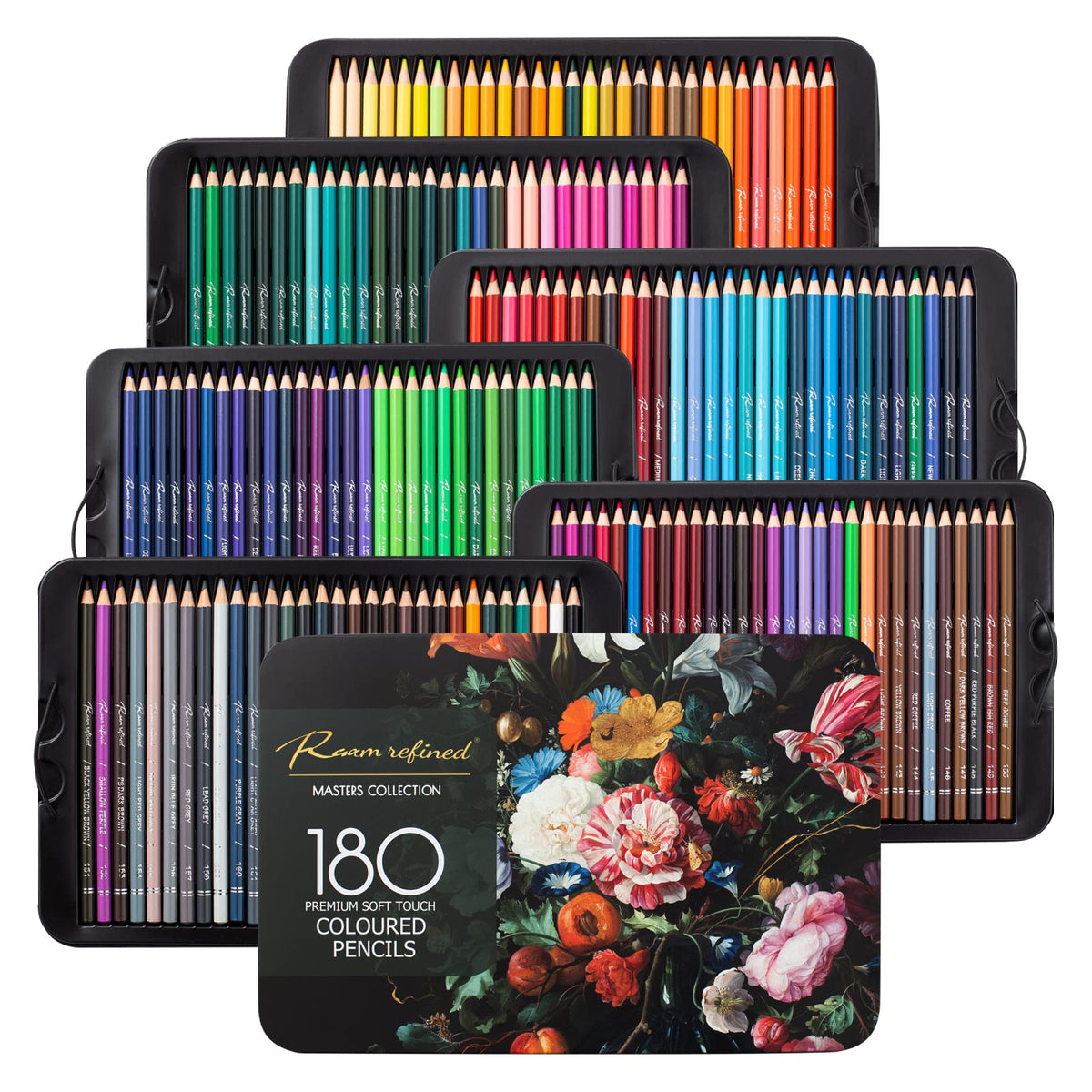 H & B 180 Colored Pencils for Adult Coloring, Soft Core Coloring
