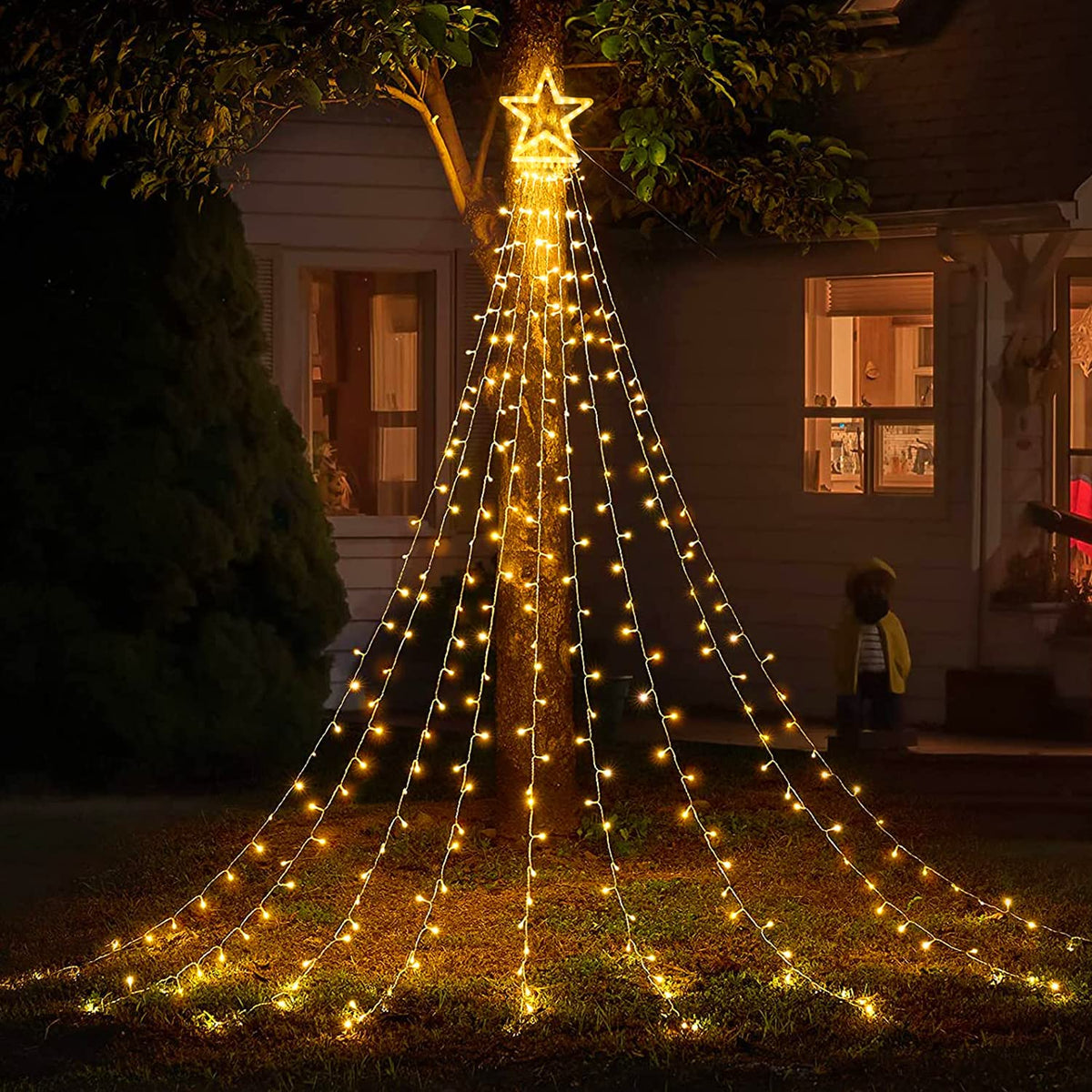 Christmas Decoration Outdoor Star Lights, 352Led Waterfall Christmas T —  CHIMIYA