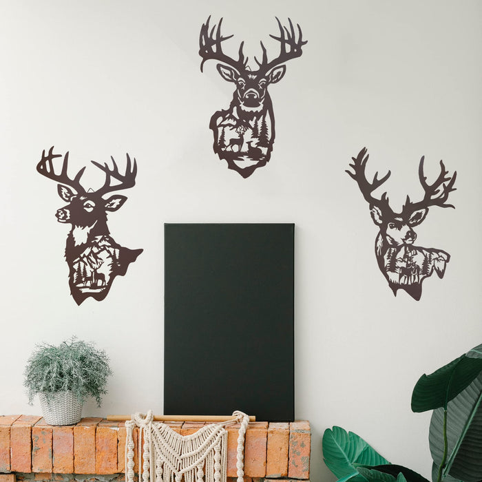 Vees 16 Inch Large Metal Deer Wall Art Decor, Rustic Cabin Decor, Hunting Decor for Home Bathroom Bedroom Lodge, Deer
