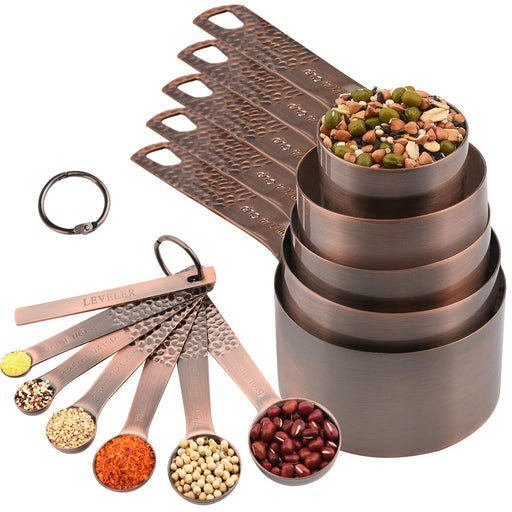  Copper Measuring Cups and Spoons Set of 9 - Premium