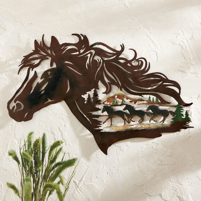 Collections Etc Metal Western Horse Shadow Wall Art Brown 25 x 0.25 x 16.38