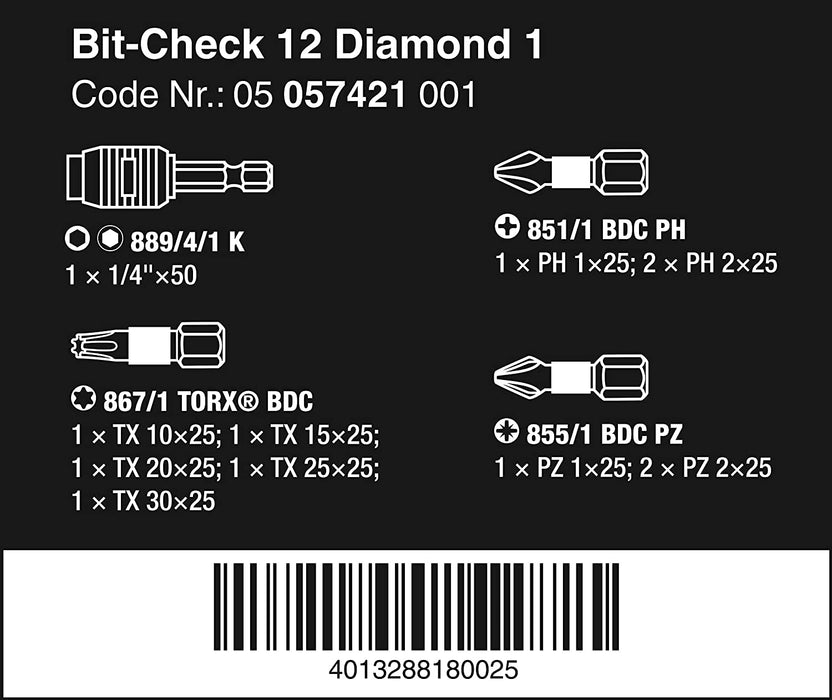 BIT-CHECK 12 DIAMOND 1 BITS-ASSORTMENT