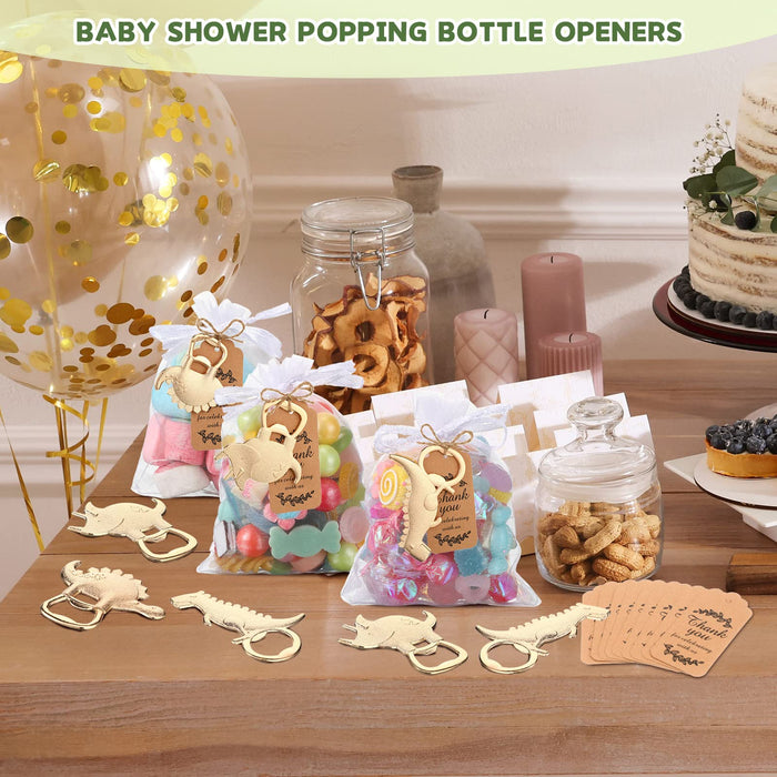 30 Pcs Dinosaur Bottle Openers Baby Shower Favors for Guests Bottle Opener Decorations and Souvenirs with Organza Bags