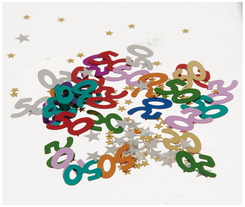 Beistle 50 and Stars Cutout Plastic Confetti, 1 Pack, Multicolored
