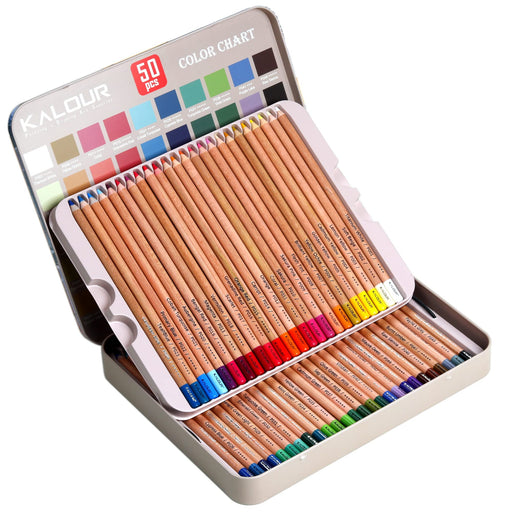 KALOUR 50-Pack Sketch Drawing Pencils Kit with 3-Color Sketchbook,Premium Graphite,Charcoal and Pastel Pencils for Blending Shading