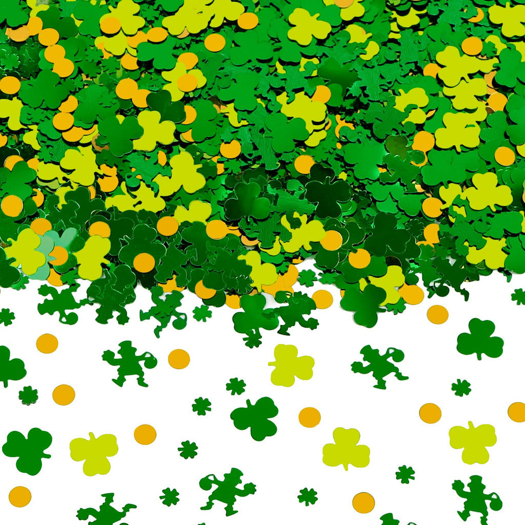 Leinuosen 3200 Pieces St. Patrick's Day Shamrock Confetti, Table Confetti for Irish Party Supplies, Green, Light Green (0.4 x 0.3 inch)