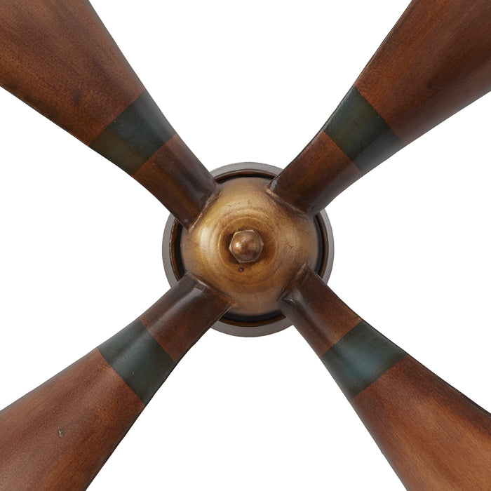 Deco 79 Metal Airplane Propeller 4 Blade Wall Decor with Aviation Detailing, 32 x 5 x 32, Brown
