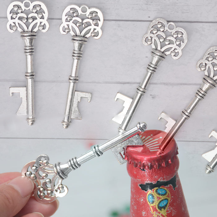 Aokbean 50 Sets Skeleton Key Bottle Openers with Candy Box Wedding Party Favors Souvenir for Guests Escort Card and Ribbon