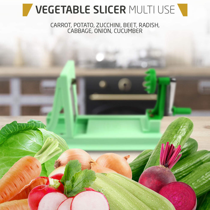 UpTuoLi 5 in1 Handheld Spiralizer Vegetable Slicer, Green, Plastic, ABS,  Stainless Steel