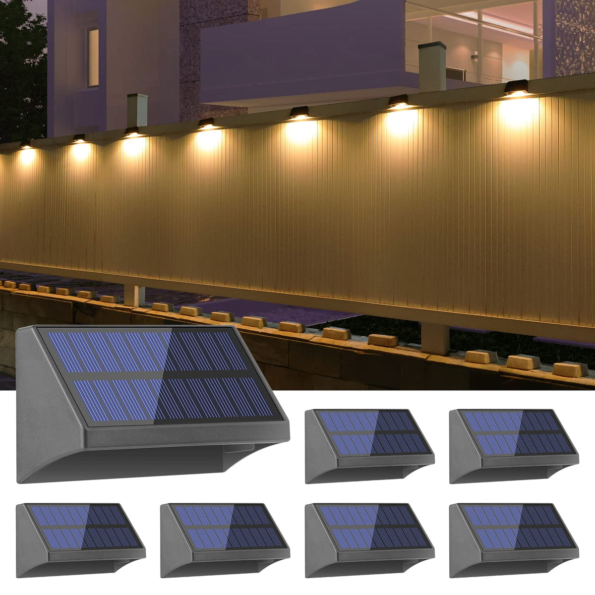 VOLISUN Solar Fence Lights Outdoor Waterproof IP65, Warm White  Fix —  CHIMIYA