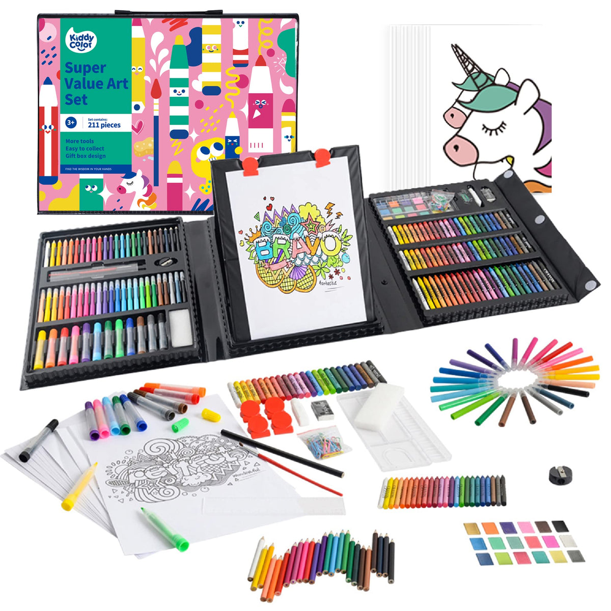 208 Pcs Kids Art Set Deluxe Drawing Set, Painting, Drawing & Art Supplies  For Girls Boys Teens Artist, Double Sided Drawing
