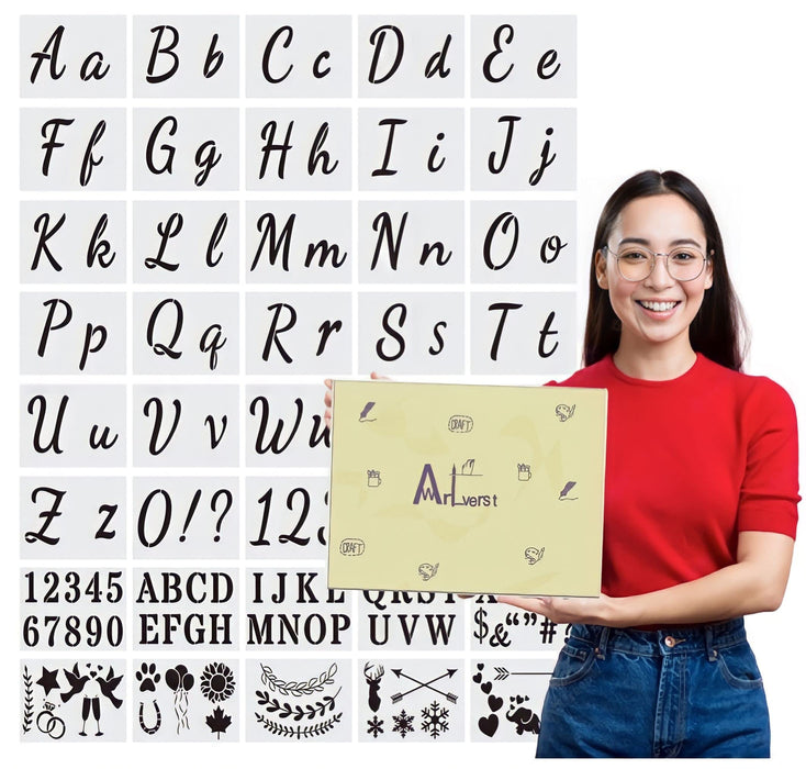 YEAJON 6 Inch Letter Stencils and Numbers, 40 Pcs Alphabet Drawing  Templates, Reusable Plastic Art Craft Stencils for Painting on Wood, Wall,  Fabric
