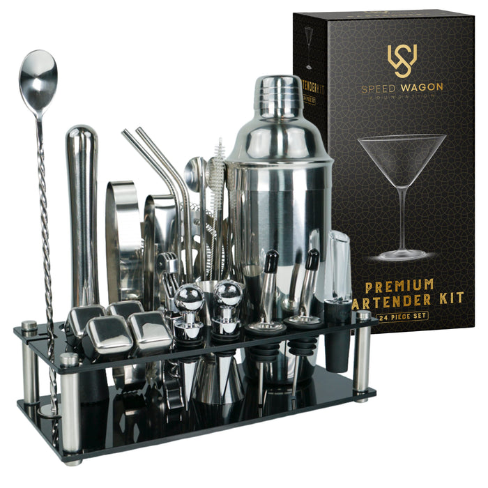 14 PC Bartender Kit Complete Cocktail Shaker Bar Tools Set with w/  Accessories