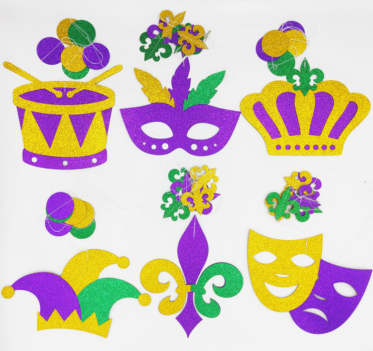 JKQ 6 Pcs Glitter Mardi Gras Hanging Decorations Gold Purple Green Mar —  CHIMIYA