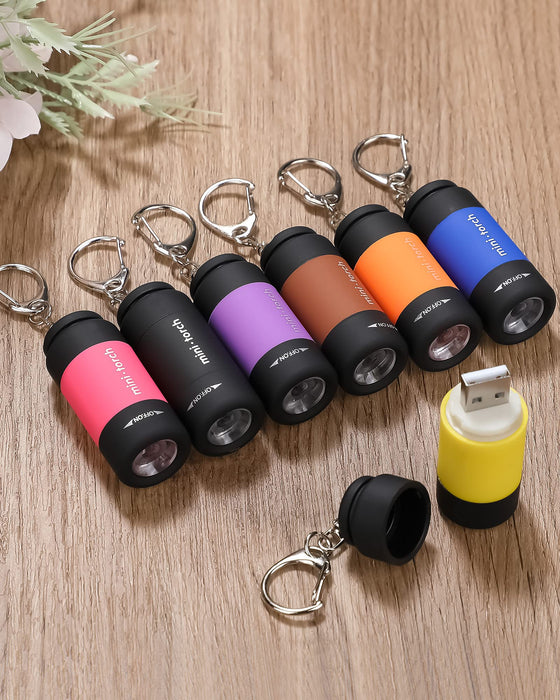 Mudder 10 Pieces Small LED Flashlight Keychain Bright Flashlight Keychain  Ring Portable Torch with Hook for Camping, Battery Included 