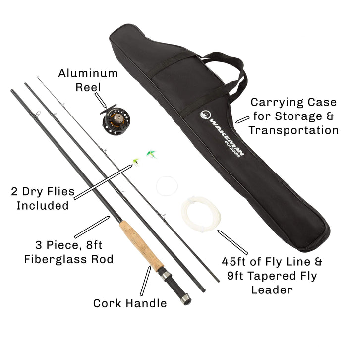 3-Piece Fly Fishing Rod and Reel Combo Starter Kit - 97-Inch Collapsib —  CHIMIYA