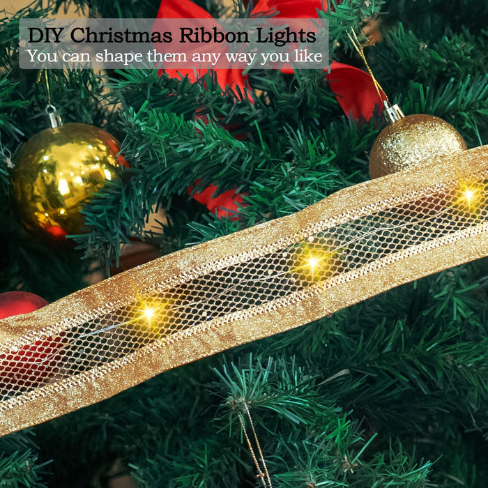 Christmas Ribbon Fairy Lights, 32.8ft Timing Christmas Ribbon