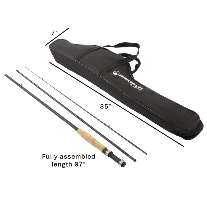 3-Piece Fly Fishing Rod and Reel Combo Starter Kit - 97-Inch