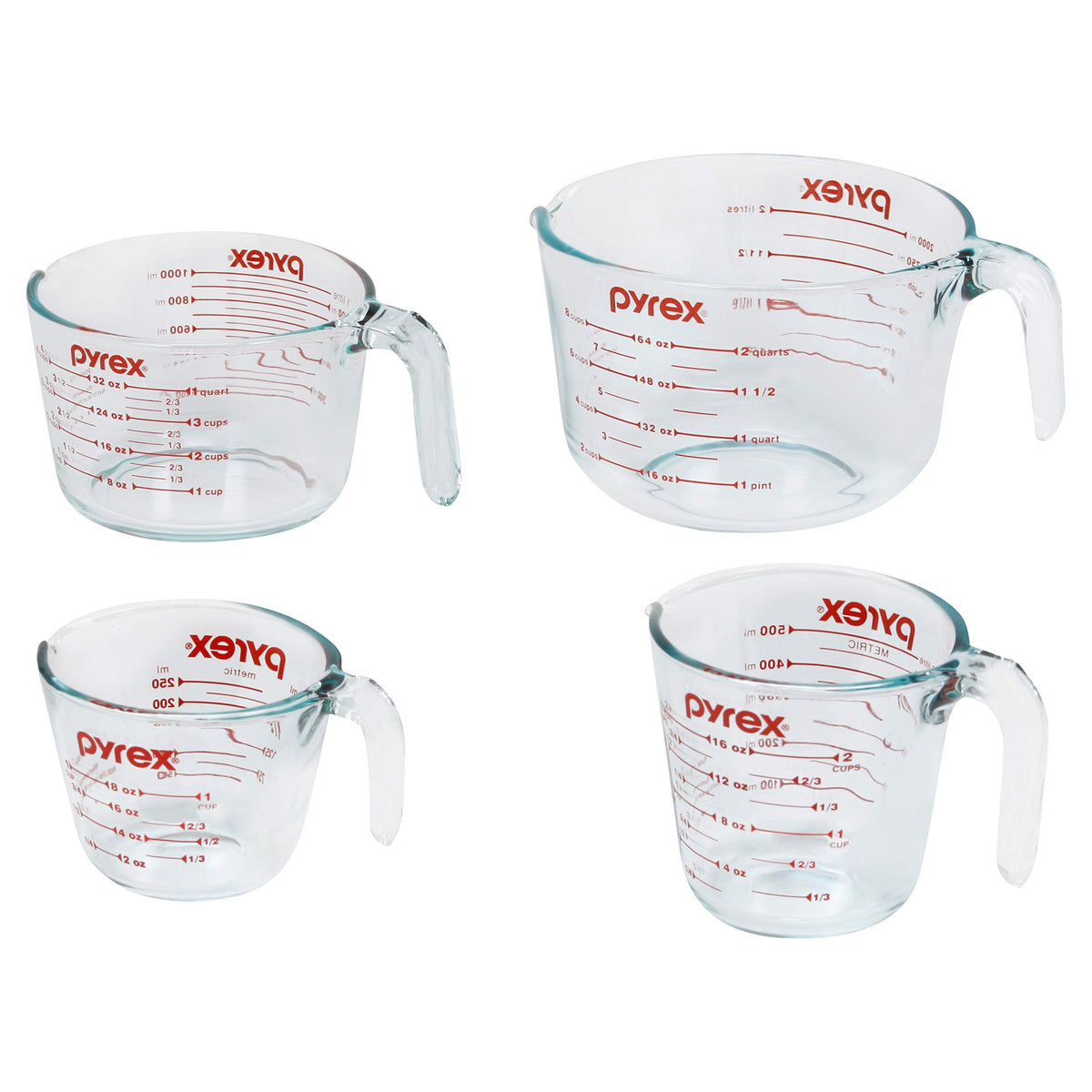  Pyrex Prepware 1-Cup Measuring Cup, Clear with Red Measurements:  Home & Kitchen