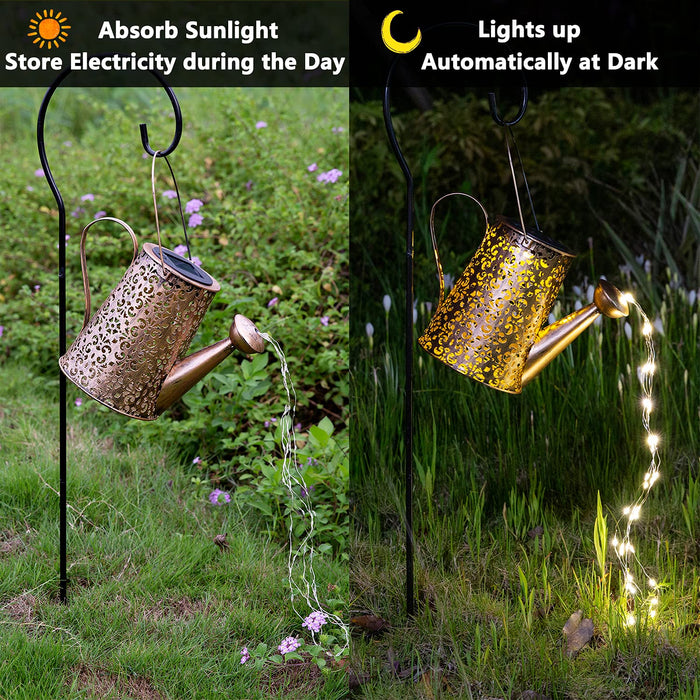 Solar Lights Outdoor Garden Decor, Large Hanging Lantern Waterproof Watering Can Landscape Lights Outside Decorations for Yard Front Porch Patio Backyard Gardening for Mom Grandma Women Birthday