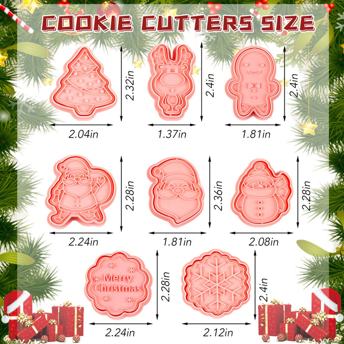 Christmas Cookie Cutter Sets, 3D Kitchen Tools For Biscuit DIY, Cookie Stamps Include Gingerbread Man, Snowman, Santa, Christmas