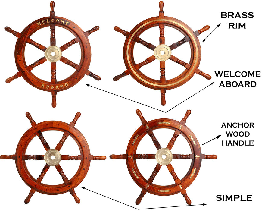 Ship Wheel Ships Steering Wheel Boat Wheel Pirate Ship Wheel Captains Wheel  Nautical Decor Wooden Ship Wheel (12 inch Dia) 